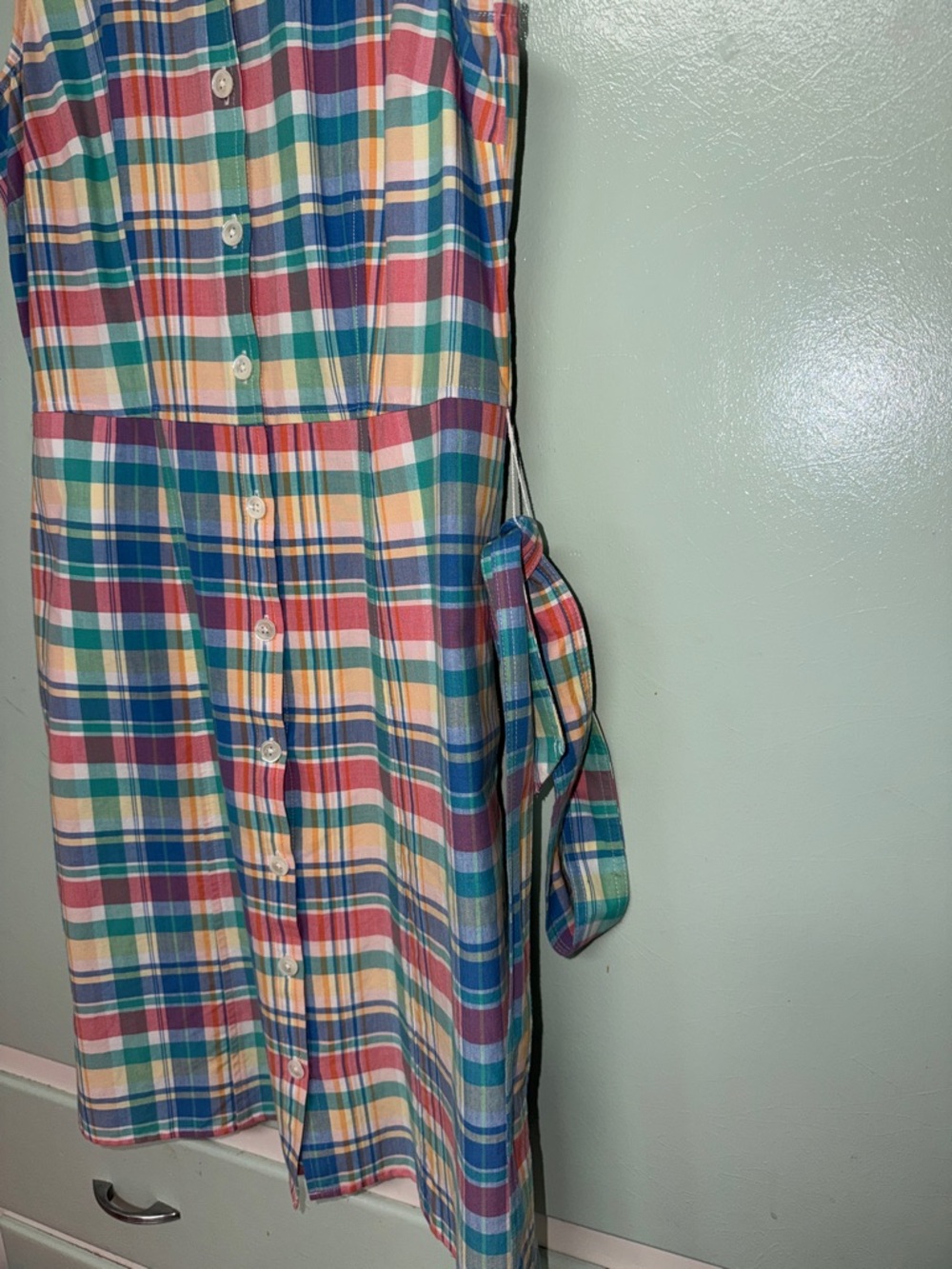 Lands End pink,yellow, blue & green Plaid Dress Excellent like NEW SIZE 4 - Picture 4 of 11